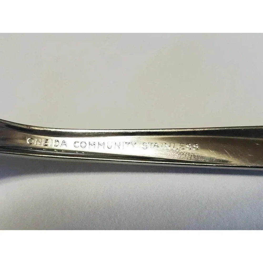 2 Pcs Twin Star by Oneida Community Stainless Steel Solid Large Serving Spoon